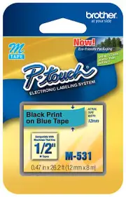 Genuine Brother M531 P-touch Label Maker Tape M-531 Black on Blue MK531
