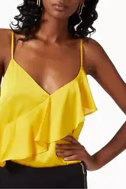 TED BAKER Lulia Cami Frill RRP £69 Size 2 UK 10 Top Yellow