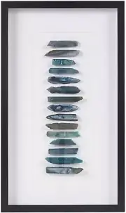 Cerulean Stones Wall Décor Natural Agate, Glass Framed Art for Living Room Entry