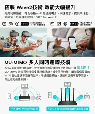 (現貨)TP-Link Archer C80 AC1900 MU-MIMO 雙頻WiFi 無線網路路由器/分享器