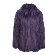 adidas ORIGINALS WOMEN'S FAUX FUR JACKET COAT FLUFFY PURPLE RETRO 80S TREFOIL OG