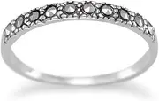 [JewelryWeb] Thin 925 Sterling Silver Band Ring Marcasite Has 10-Marcasite Across Top Of-Band 2mm Wide Size J 1/2