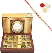 Ghasitaram Gifts Rakhi Gifts for Brothers Big 6 Flavours Sugarfree Choclate Box 24 pcs with Pearl Rakhi