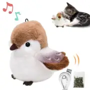 Cat Toys, Flapping Wings Cute Sparrow, No Flying, Chirping Bird Interactive C...