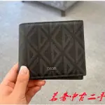 DIOR 迪奧 帆布 CD DIAMOND光滑皮革 對折短夾 錢包 皮夾 錢夾 卡夾 2ESBH027