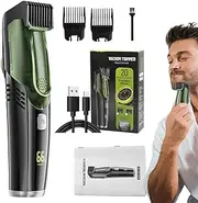 Vacuum Beard Trimmer - Electric Shaver - Portable Wet & Dry Shaver With 2 Combs | USB Port Rechargeable Waterproof, Beard Shaver For Mustache, Sideburns, Facial Hair(5.51x2.48x8.78 Inches)