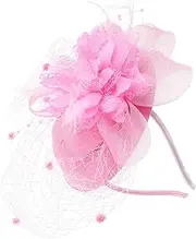 [COMPUKAS] Fascinator Headpiece for Weddings Vintage Style Mesh Yarn Tea Party Hat with Decorative Veil Elegant Bridal Hair Accessories for Headband Clip