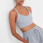 NWT For Love & Lemons Eva Crop Top Gray Ribbed