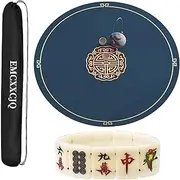 Mahjong Mat with Bag Anti Slip Noise Reduction Table Cover Board Game Table Mat Mahjong Accessories Tablecloth(Blue,90cm/35.4in)