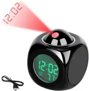 Digital Alarm Clock, Digital Clock with 180 ° Rotatable Projector, Temperature、V