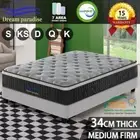 QUEEN DOUBLE KING SINGLE Mattress Bed Euro Top Spring Foam Medium Firm