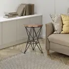 Spitiko Homes Round Side Table Black Powder Coated and Natural wood/14 x 14 x 2