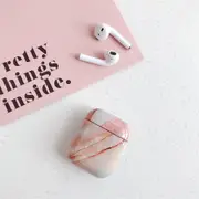 For AirPods 2nd Gen Case, Marble Pattern Protective Cover, Orange