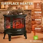 MAXKON Electric Fireplace Heater Freestanding Stove w/LED Flame Effect 1800/900W