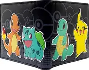 Starters Squirtle and Bulbasaur with Pikachu Black ID and Card Bi-Fold Wallet