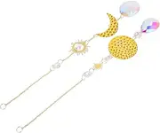 2pcs Crystal Sun Catcher Prisms Hanging Decor for Office Window Garden Balcony