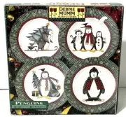 Box Of 4 Debbie Mumm Sakura Penguin Christmas Dessert Salad Plates New In Box