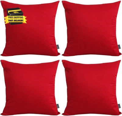 4-Pack 100% Cotton Comfortable Solid Decorative Throw Pillow Cases Square Cushio