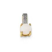 14K Gold with Diamond and Opal Polished Pendant