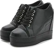Hidden Wedge Sneakers for Women Fashion Round Toe Height Increasing Platform Flats Tennis Working Casual Sports Shoes