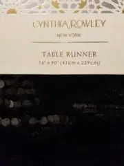 Cynthia Rowley Black Plush Sequin Table Runner 16"x90" Halloween