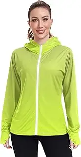 [GAIGEO] Women Rash Guard Swim UV Protection Sun Shirt Avocado Green Light Lime Gradient Zipper Hoodie Tops SPF 50+ S