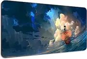 SIASYDF Anime Mouse Pad, Extended Large Gaming Home Office Mousepad, Non-Slip Rubber Base with Stitched Edges Desk Mat for Computer Keyboard and Laptop, 31.5x15.7x0.12inch,Blue