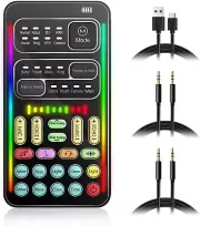 Portable Voice Changer 8 Changes Live Sound Card Cool LED Lights Board Disguiser