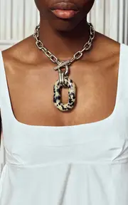 [Rabanne] Xl Silver-Tone Pendant Necklace