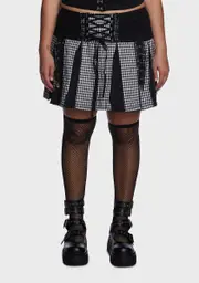 [Tripp NYC] Plus Black And White Pleated Garter Skirt