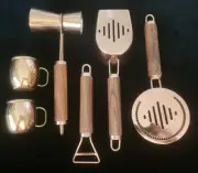 New Pristine, Fun 6 Piece Copper Cocktail Bar Set Bartender Kit 6 Pc Barware