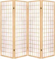 Room Divider, 4 Panel Folding Wooden Privacy Portable Screen Shelf Dividers P...