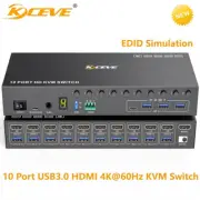 4K@60Hz 10 Ports HDMI Displayport KVM Switch USB 3.0 1 Monitors 10 Computers