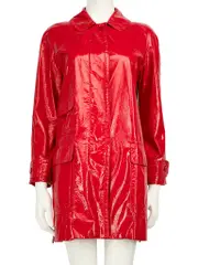 Red Faux Patent Coat