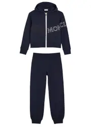 Moncler Kids Logo Print Cotton Tracksuit , Tracksuit, Printed - Navy - 14 Years 14 years