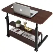 Adjustable Height Mobile Computer Desk Small Space Desk Portable Modern Brown