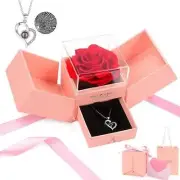 Preserved Rose Gifts for Mothers Day with I Love You Necklace in 100 Languages