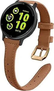 Leather Bracelet 20 mm Replacement Strap Women's Slim and Lightweight Wristbands for Garmin Vivoactive 5/vívomove Trend/Venu Sq 2/Venu Sq 2 Music/Venu 2 Plus