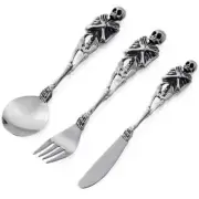 Vintage Titanium Skull Cutlery Set Premium Stainless Steel Dinner Spoon for Home