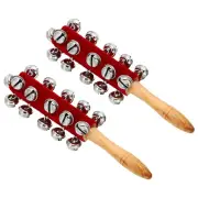 2pcs Jingle Bells, Hand Bell Handheld Wrist Bells Wooden with 21 Bells