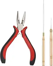 HYNRCAKZYL Hair Extension Tools Kit 1 Pack Mini Needle Nose Hair Extensions Pliers Tooth Plier for Remove Micro Rings Beads, 1 Pack Pulling Hook Needle, 1 Pack Loop Threader