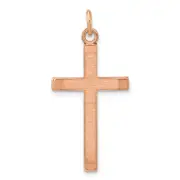 Sterling Silver Rose Gold-Plated Polished And Brushed Tapered Cross Pendant