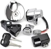 Yurefax Gas Fuel Tank Cap, for Seat, Ignition Switch Start Lock Key Set, for VLR1800 VLR1800T Boulevard Intruder C109R C1800R 37000-22880 37000-22881 37000-22890 Motorcycle Ignition Switch Key