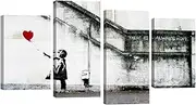 [Wieco Art] Banksy Grafitti Girl with Red Balloon HD Print of Famous Artwork for Wall Decor Modern Canvas Wall Art for Home and Office Decoration BANKSY-1-4P