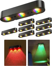 8 Pack Solar Powered Wall Fence Synchronously Change Color Decor Lights