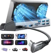 LISEN 10-IN-1 Docking Station for Steam Deck OLED&ROG Ally X&Legion Go, Dual Coo