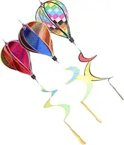 Mipcase Pcs Hot Air Balloon Windmill Decorations Spiral Garden Stake Rainbow Wind Spinner Ornaments Outdoor Yard Decorations