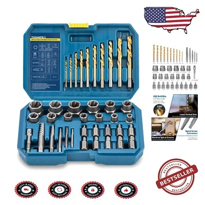 39-Piece Bolt Extractor Set with Multi-Spline Drill Bits for Stubborn Fasteners