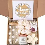 JTEWB Birthday Gifts For Women, Teen Girl, Her, Happy Birthday Gift Box For Girl, Women, Sister, Daughter, Friends, Cute Daisy Aesthetic Glass Cups Gift Set 7pcs