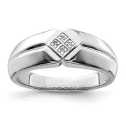 Sterling Silver Rhodium Plated Diamond Ring Size 9 for Men's 4.1gm